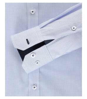 Venti Slim-Fit Mouwlengte 7 Blue Squares