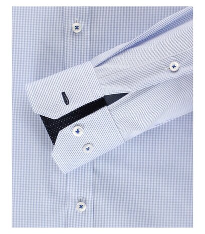Venti Slim-Fit Mouwlengte 7 Blue Squares