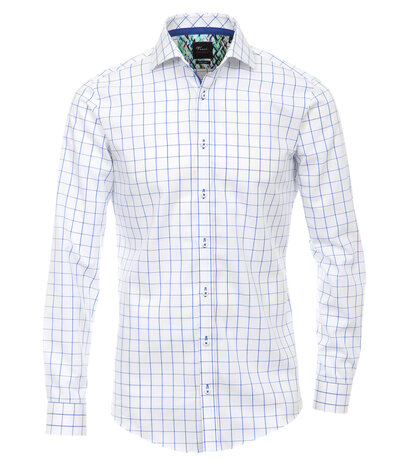 Venti Body Fit Exclusive White Blue Geblokt