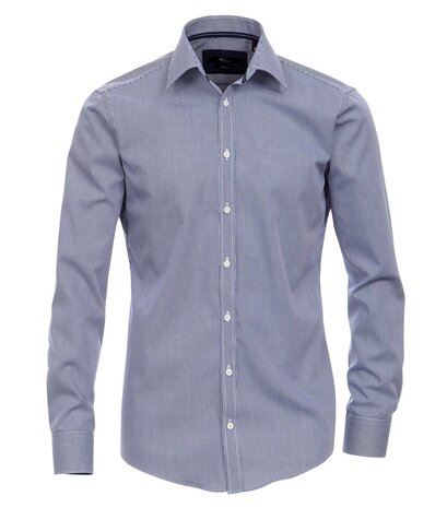 Venti Slim-Fit Mouwlengte 7 Navy Blue Geruit